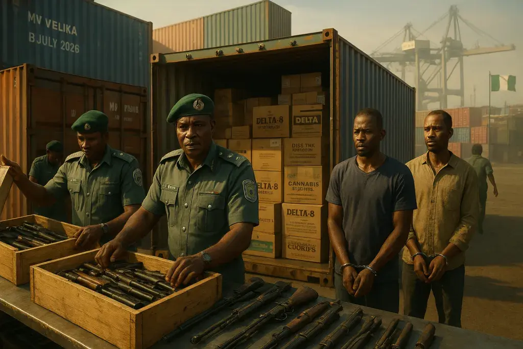 Nigeria Customs Uncovers Rifle Parts and Cannabis Products at Port